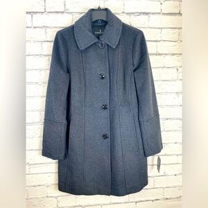 London Fog Charcoal Gray Pea Coat Wool Winter Coat size Medium NWT Modern Jacket